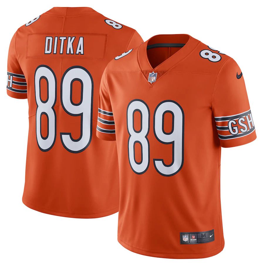 Men Chicago Bears 89 Mike Ditka Nike Orange Alternate Vapor Untouchable Limited Retired Player NFL Jersey.